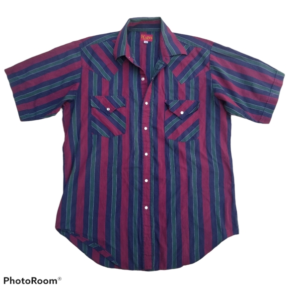 Vintage Other - Vintage Ely Plains pearl snap button down shirt M
